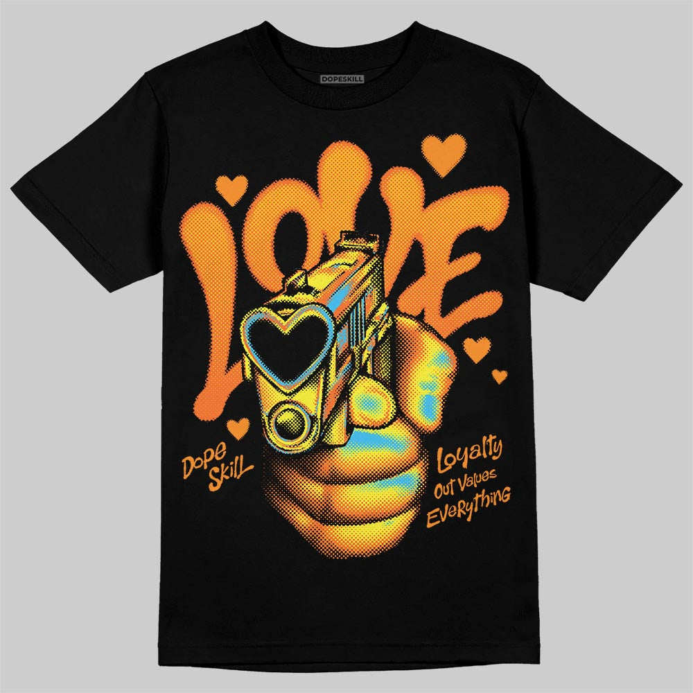 Orange, Black and White Sneakers DopeSkill T-Shirt Love Shot Graphic Streetwear - Black
