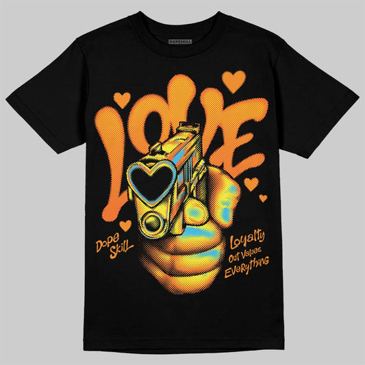 Orange, Black and White Sneakers DopeSkill T-Shirt Love Shot Graphic Streetwear - Black