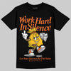 Orange, Black and WhiteSneakers DopeSkill T-Shirt Work Hard In Silence Graphic Streetwear - Black