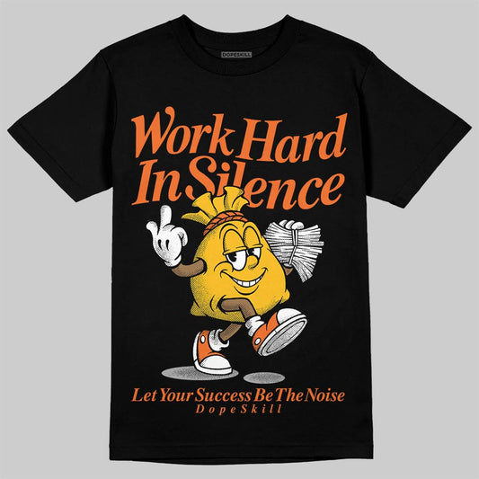 Orange, Black and WhiteSneakers DopeSkill T-Shirt Work Hard In Silence Graphic Streetwear - Black