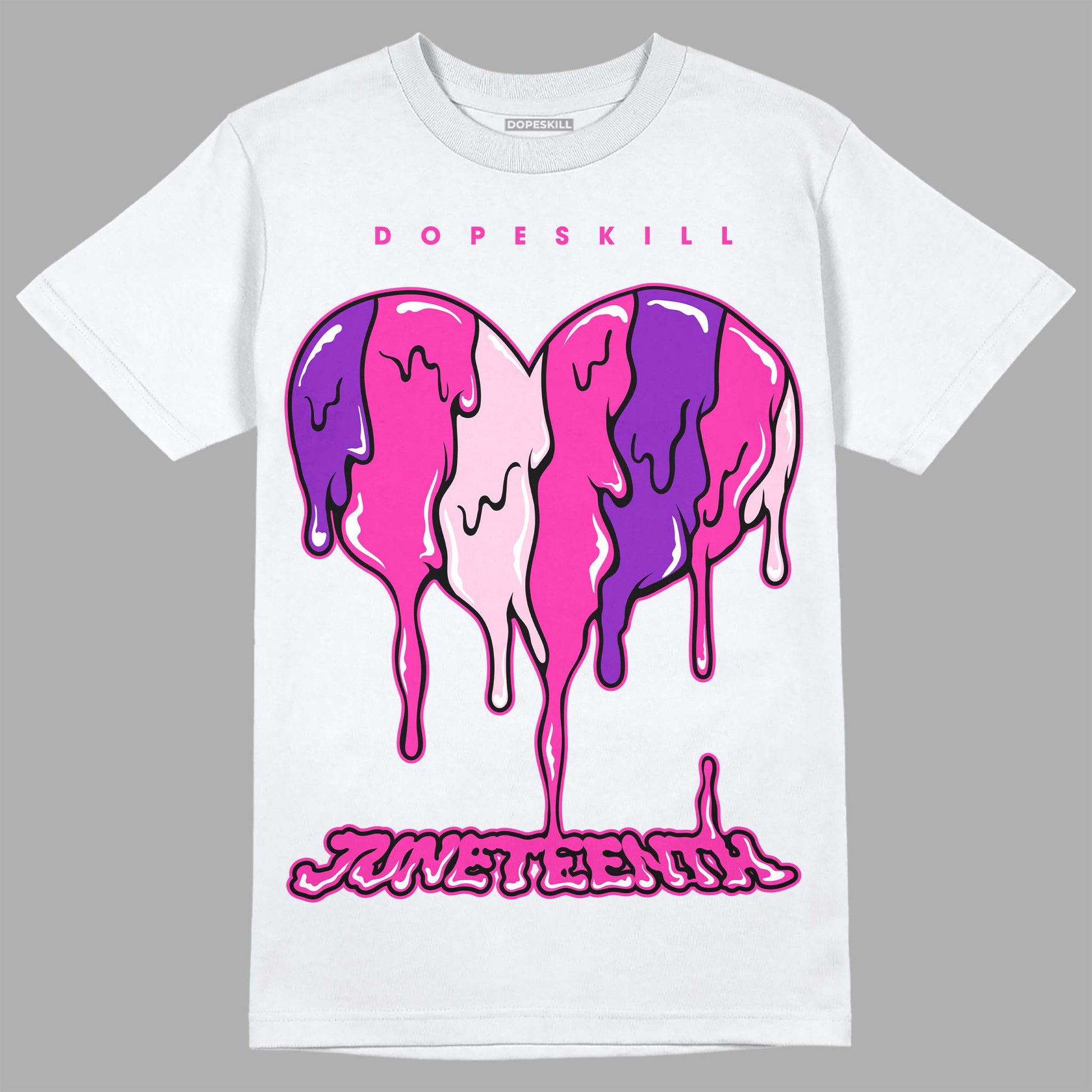 Pink Sneakers DopeSkill T-Shirt Juneteenth Heart Graphic Streetwear - White