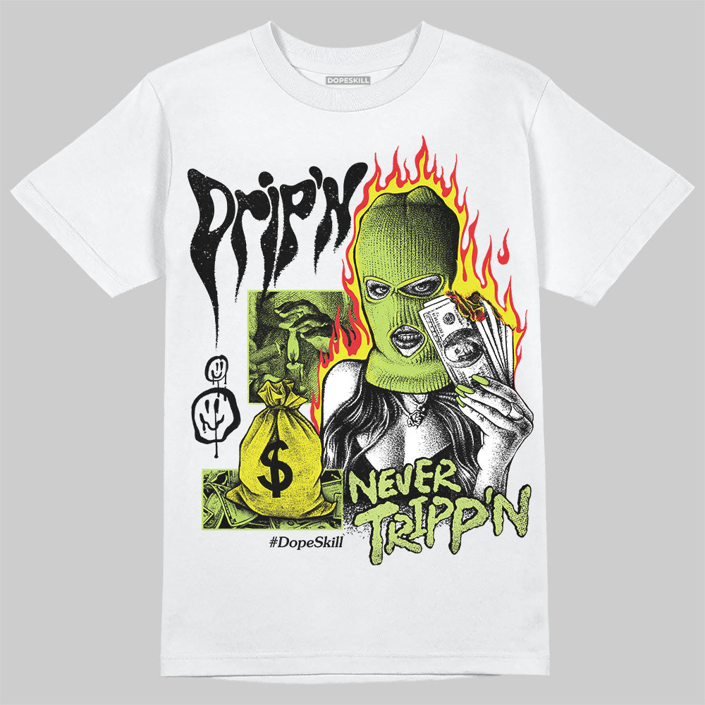 Jordan 13 Retro Bright Cactus DopeSkill T-Shirt Drip'n Never Tripp'n Graphic Streetwear - White 