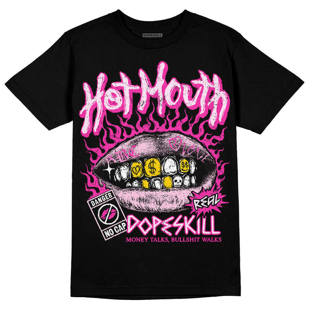 Pink Sneakers DopeSkill T-Shirt Hot Mouth Graphic Streetwear - Black