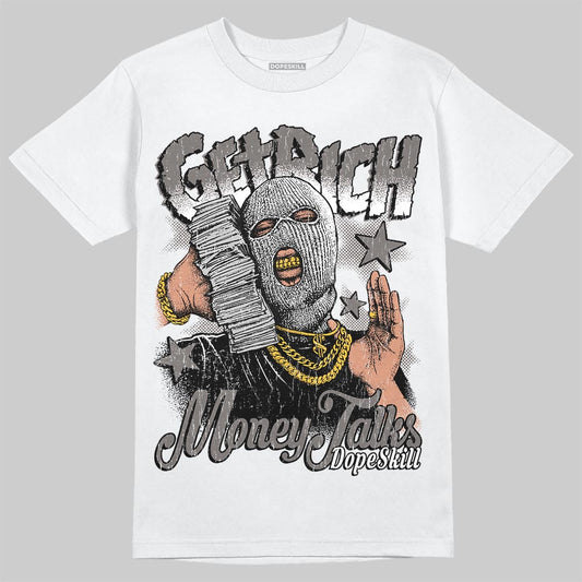 Jordan 4 Retro Cave Stone DopeSkill T-Shirt Get Rich Graphic Streetwear - White