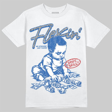 Jordan 3 "True Blue" DopeSkill T-Shirt Flexin' Graphic Streetwear - White