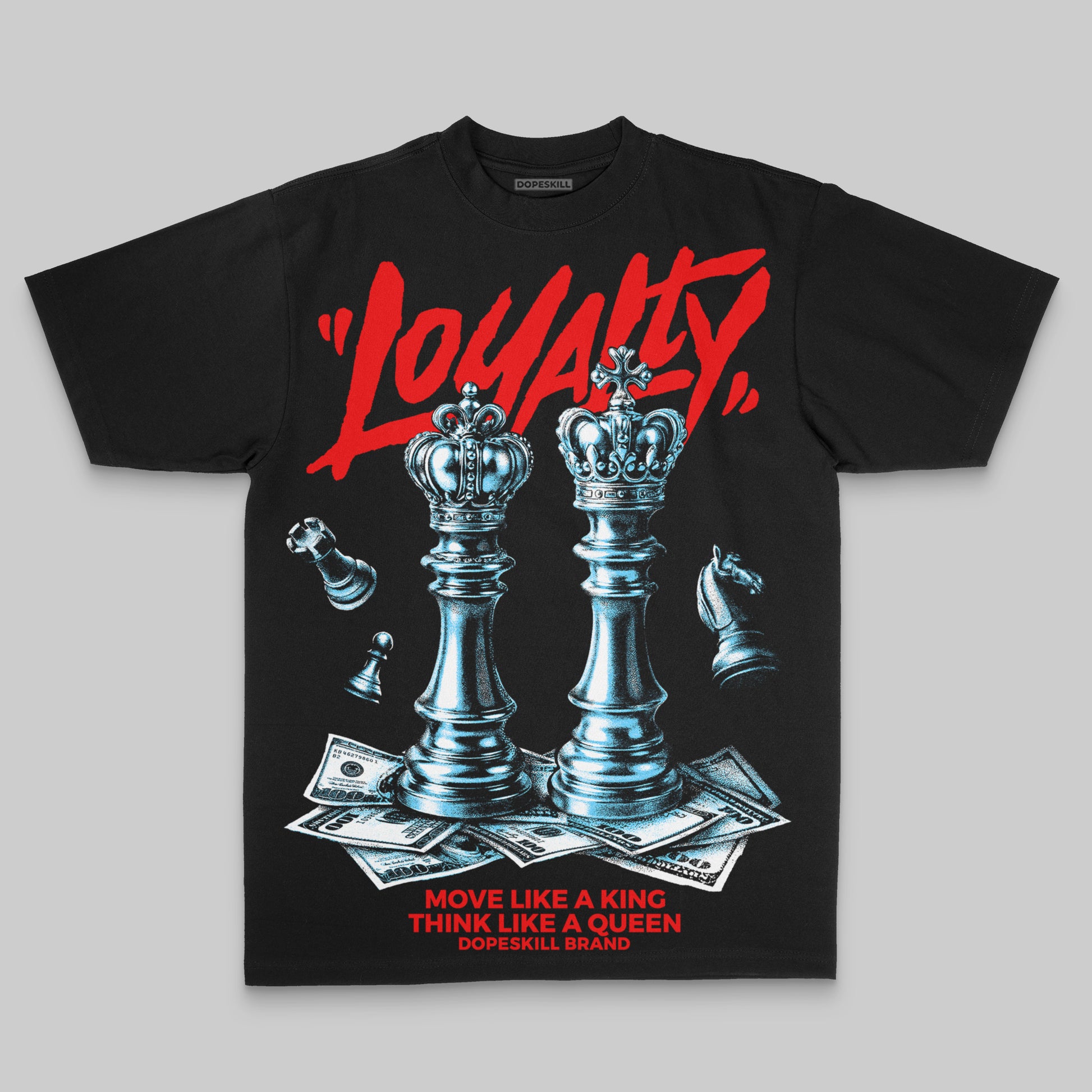 Red Sneakers Oversize Print 'Loyalty' DopeSkill Graphic T-shirt Streetwear - black