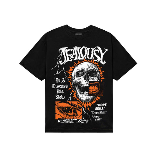 Orange, Black and White Sneakers DopeSkill T-Shirt Jealousy Graphic Streetwear - Black