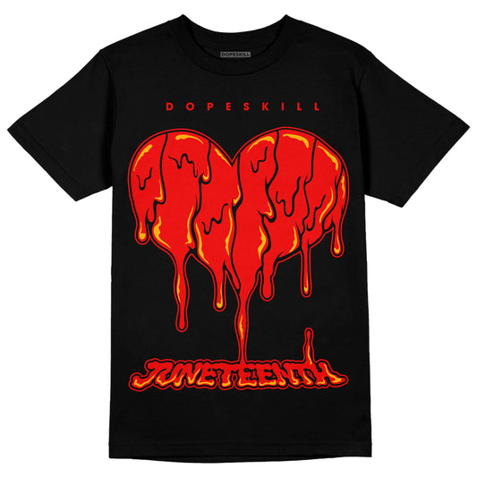 Red Sneakers DopeSkill T-Shirt Juneteenth Heart Graphic Streetwear - Black