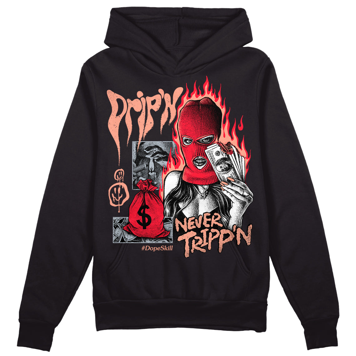 DJ Khaled x Jordan 5 Retro ‘Crimson Bliss’ DopeSkill Hoodie Sweatshirt Drip'n Never Tripp'n Graphic Streetwear - Black