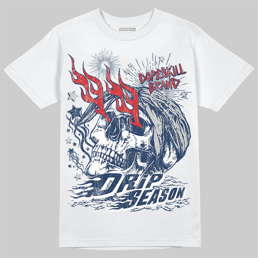 Jordan 4 SB “Summit White/Navy” DopeSkill T-Shirt Drip Season Graphic Streetwear - White