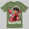 Travis Scott x Jordan 1 Medium Olive DopeSkill Olive T-shirt Heaven Sent Graphic Streetwear