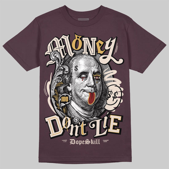 Adidas Samba OG Maroon Gold Metallic DopeSkill T-Shirt Money Don't Lie Graphic Streetwear - maroon