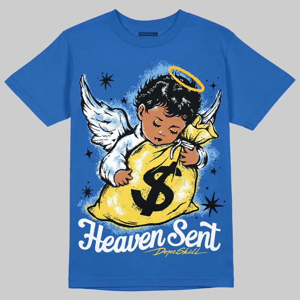 Air Foamposite One “International Blue” DopeSkill Royal T-shirt Heaven Sent Graphic Streetwear 