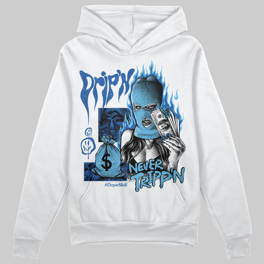 Jordan 12 “Blueberry” DopeSkill Hoodie Sweatshirt Drip'n Never Tripp'n Graphic Streetwear - White