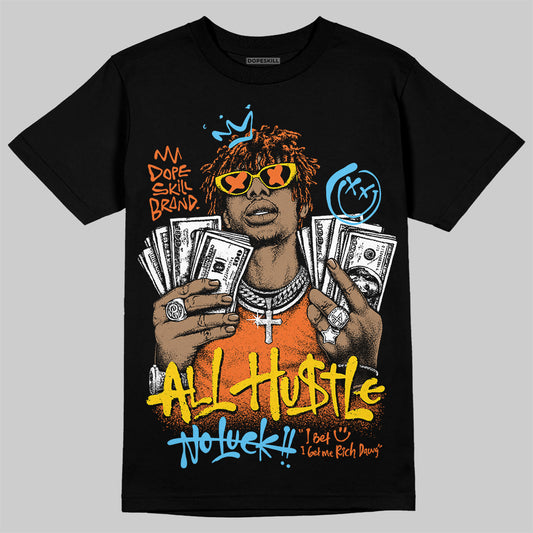 Orange Sneakers DopeSkill T-Shirt All Hustle No Luck Graphic Streetwear - Black