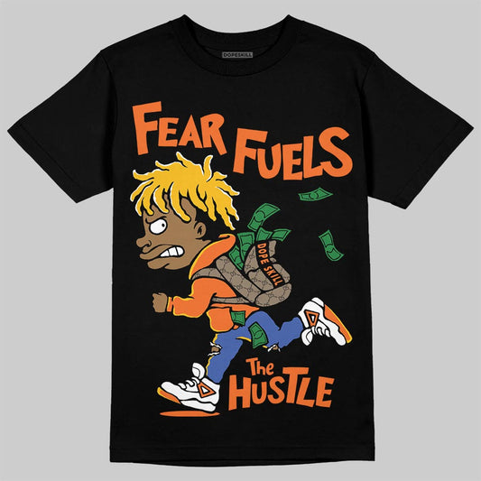 Orange, Black and White Sneakers DopeSkill T-Shirt Fear Fuels The Hustle Graphic Streetwear - Black