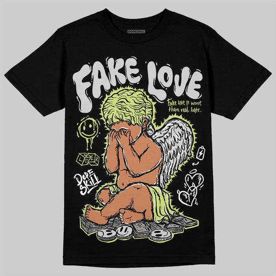Jordan 4 GS “Light Lemon Twist” DopeSkill T-Shirt False Love Graphic Streetwear  black