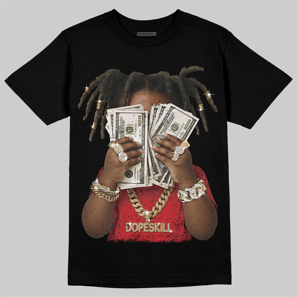 Jordan 4 Retro Red Cement DopeSkill T-Shirt Rich Youth Graphic Streetwear - Black