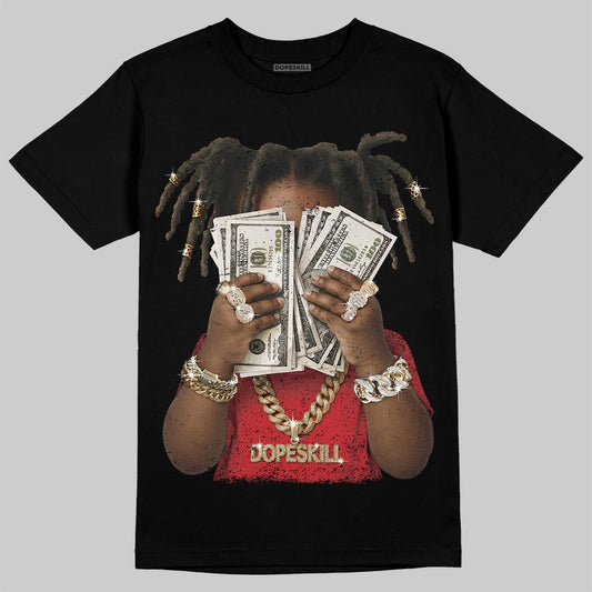 Jordan 4 Retro Red Cement DopeSkill T-Shirt Rich Youth Graphic Streetwear - Black