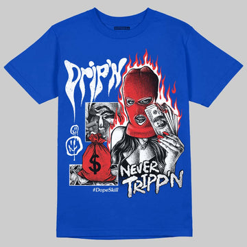 Jordan 12 “Blueberry” DopeSkill Royal T-shirt Drip'n Never Tripp'n Graphic Streetwear