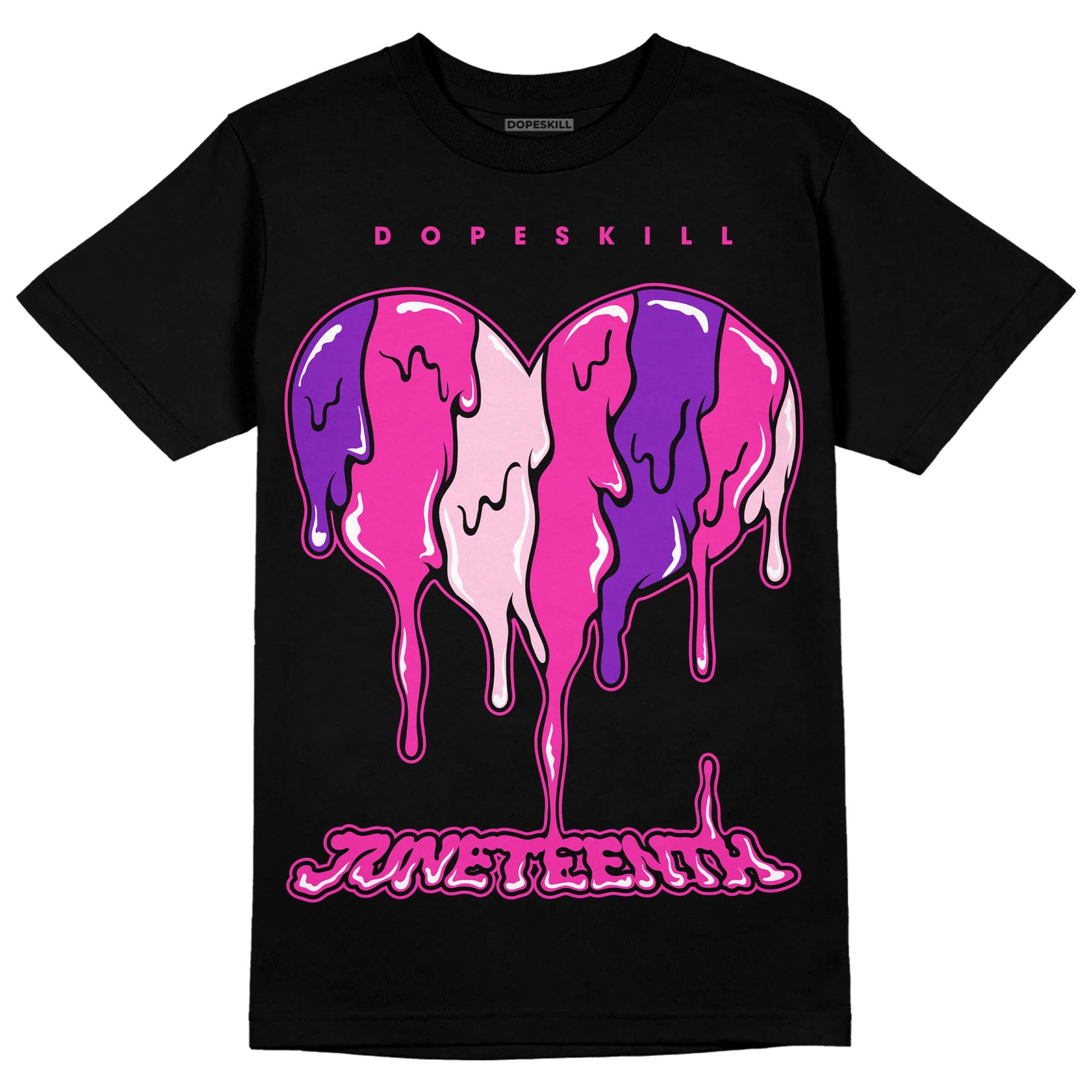 Pink Sneakers DopeSkill T-Shirt Juneteenth Heart Graphic Streetwear - Black