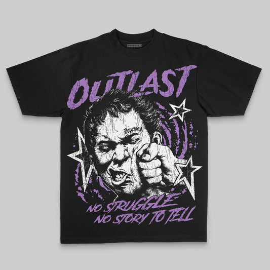 Purple Oversize Print Outlast DopeSkill Graphic T-shirt Streetwear - black