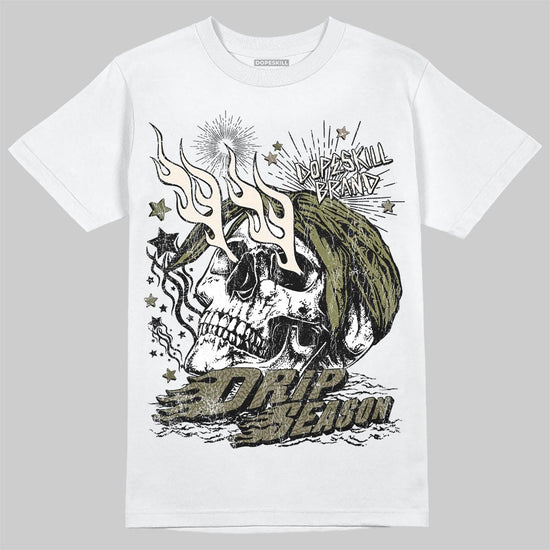 Jordan 3 “Medium Olive” aka “Family Affair” DopeSkill T-Shirt Drip Season Graphic Streetwear - White