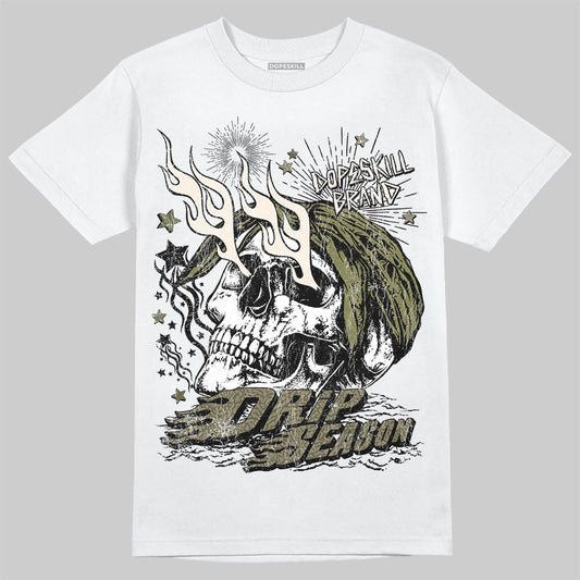 Jordan 3 “Medium Olive” aka “Family Affair” DopeSkill T-Shirt Drip Season Graphic Streetwear - White