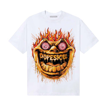 Orange, Black and White Sneakers DopeSkill T-Shirt Hellfire Graphic Streetwear - White
