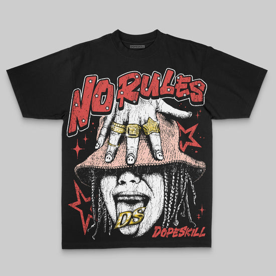 Red Oversize Print No Rules DopeSkill Graphic Premium T-shirt Streetwear - Black