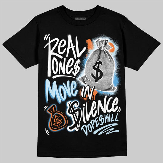 Jordan 1 Retro High Virgil Abloh Archive Alaska DopeSkill T-Shirt Real Ones Move In Silence Graphic Streetwear - Black