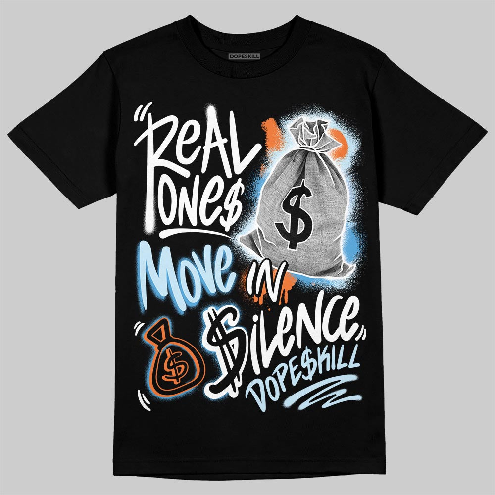 Jordan 1 Retro High Virgil Abloh Archive Alaska DopeSkill T-Shirt Real Ones Move In Silence Graphic Streetwear - Black