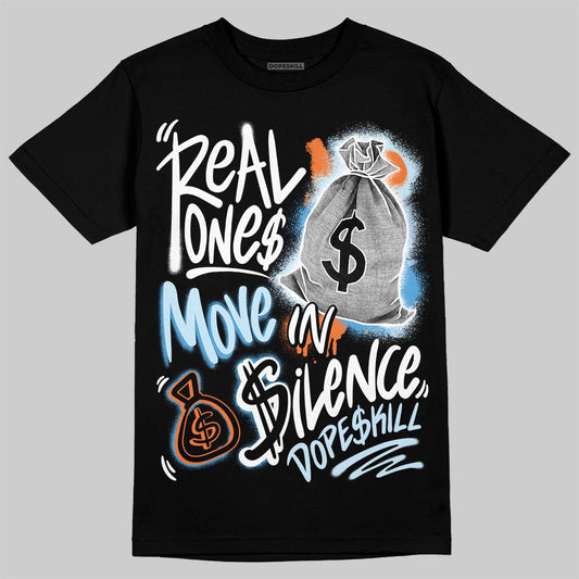 Jordan 1 Retro High Virgil Abloh Archive Alaska DopeSkill T-Shirt Real Ones Move In Silence Graphic Streetwear - Black
