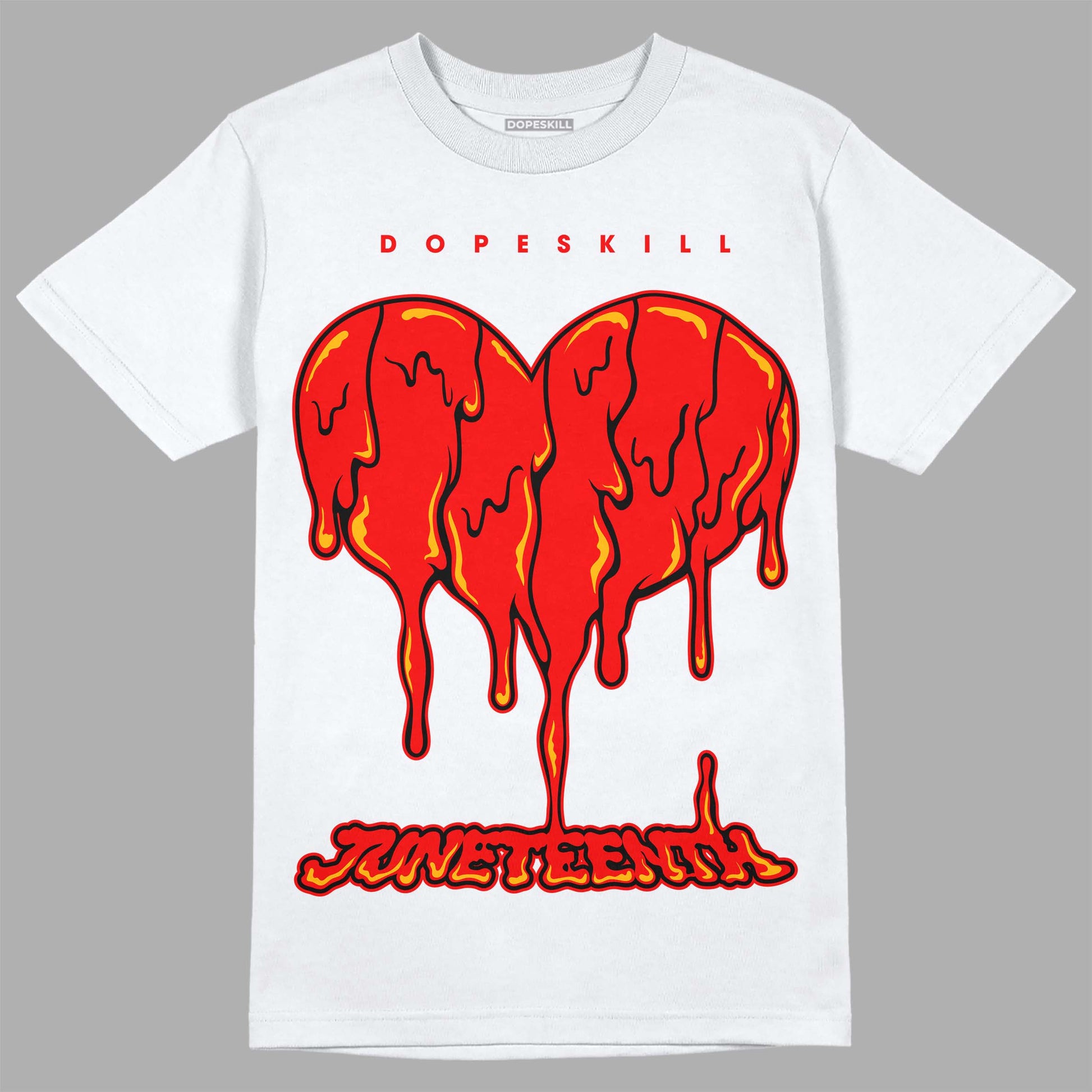 Red Sneakers DopeSkill T-Shirt Juneteenth Heart Graphic Streetwear - White