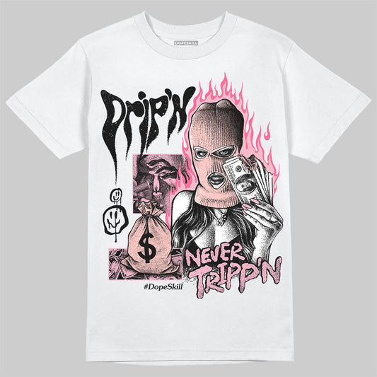 AMIRI White & Pink Stars Court Sneakers DopeSkill T-Shirt Drip'n Never Tripp'n Graphic Streetwear - White