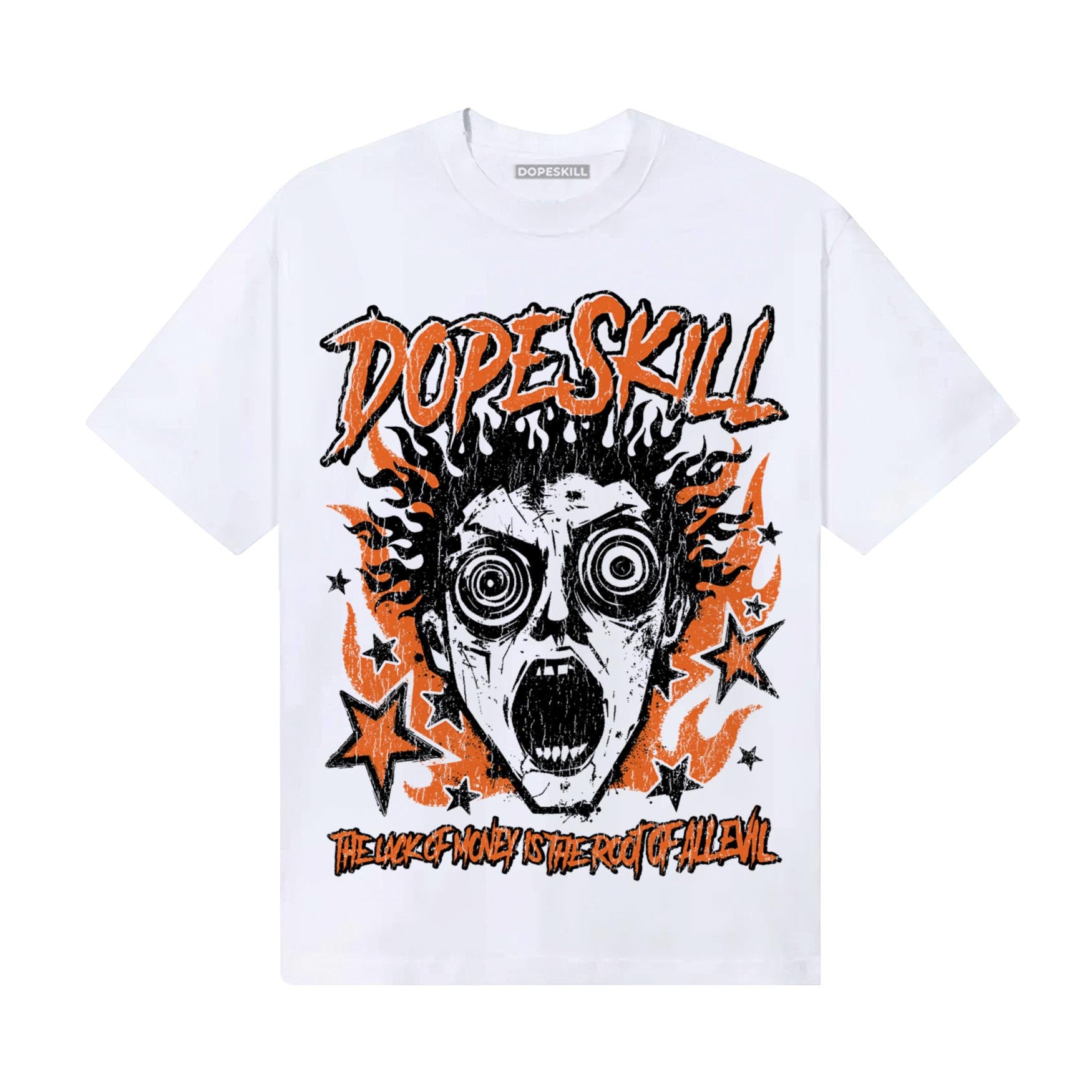 Orange, Black and White Sneakers DopeSkill T-Shirt Root of Evil Graphic Streetwear - White 