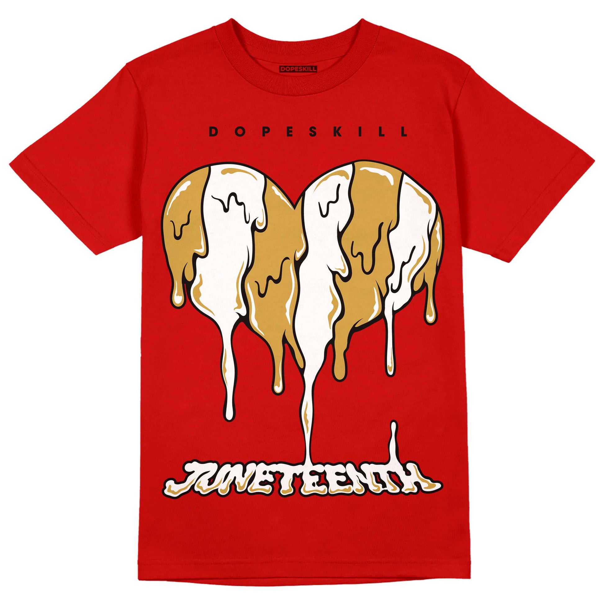 Red Sneakers DopeSkill Red T-shirt Juneteenth Heart Graphic Streetwear