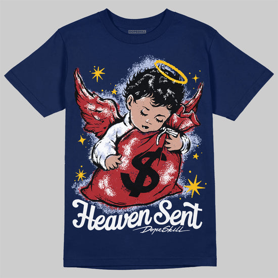 Jordan 6 Retro 'White And Midnight Navy' DopeSkill Navy T-shirt Heaven Sent Graphic Streetwear