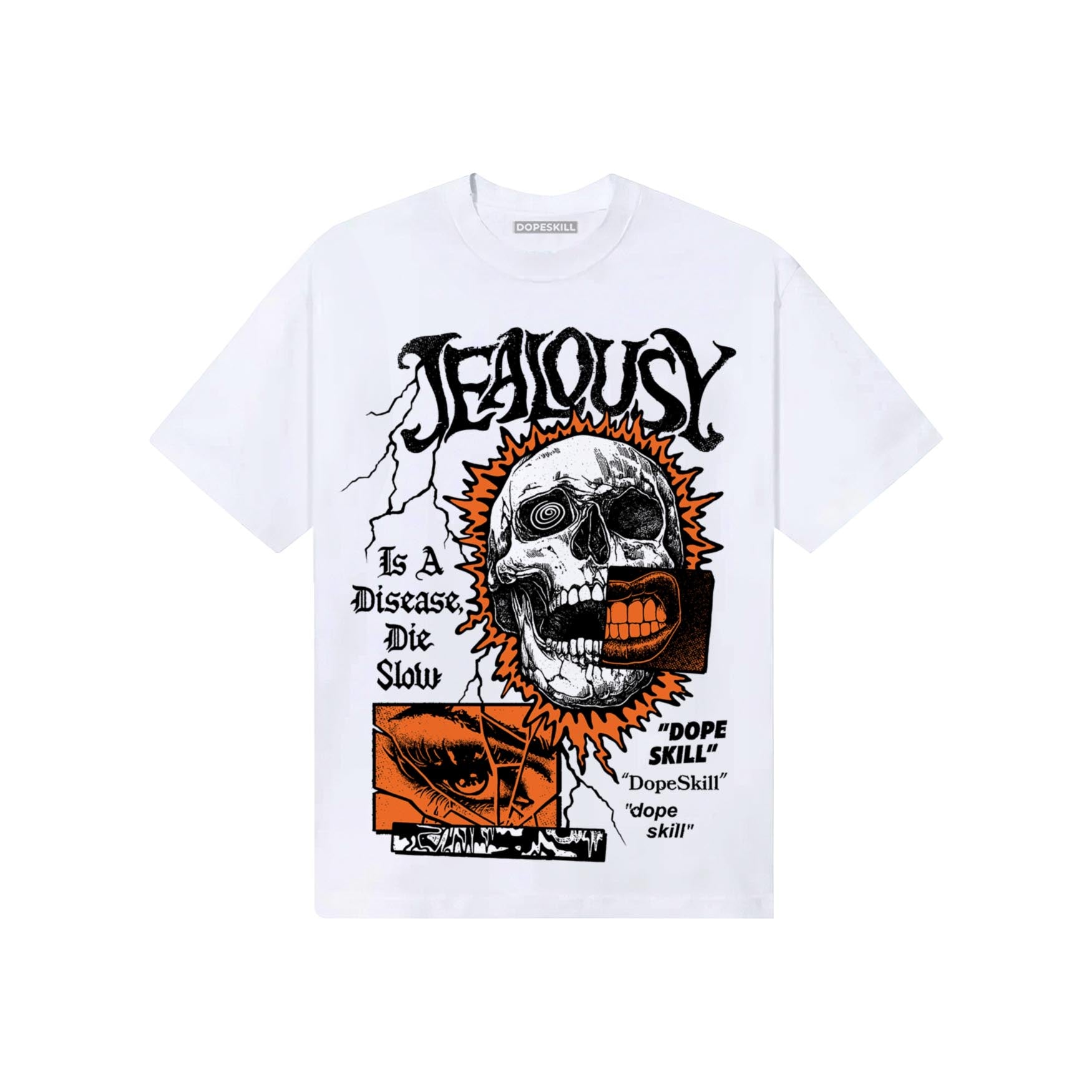Orange, Black and White Sneakers DopeSkill T-Shirt Jealousy Graphic Streetwear - White