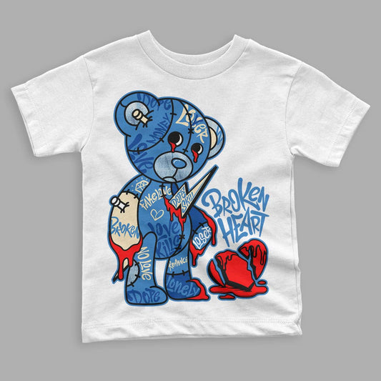 Jordan 6 Acid Wash Denim DopeSkill Toddler Kids T-shirt Broken Heart Graphic Streetwear  - White 