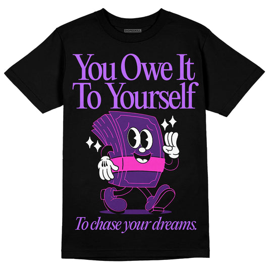 PURPLE Sneakers DopeSkill T-Shirt Owe It To Yourself Graphic Streetwear - Black