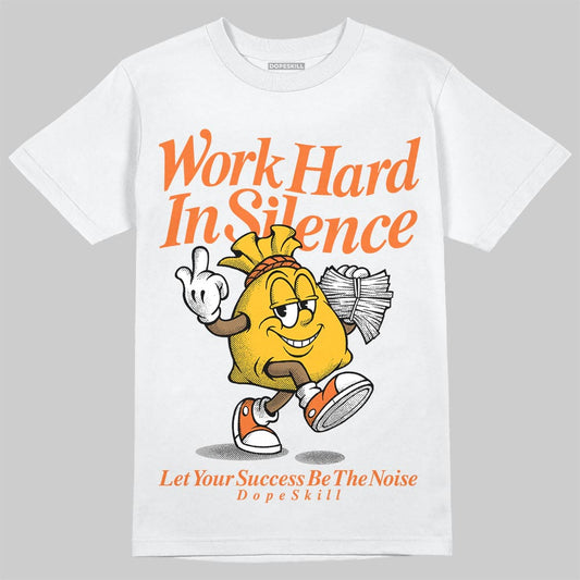 Orange, Black and WhiteSneakers DopeSkill T-Shirt Work Hard In Silence Graphic Streetwear - White 