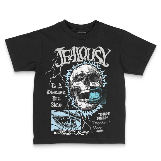 Jordan 4 Retro GS “Blue Chill” DopeSkill Toddler Kids T-shirt Jealousy Graphic Streetwear - Black