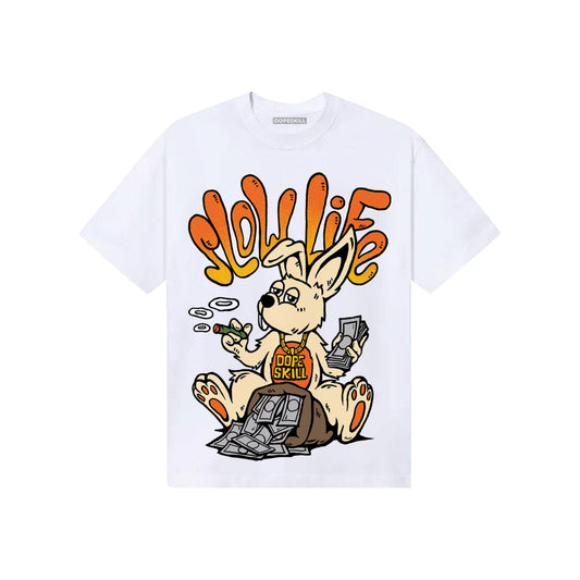 Orange, Black and White Sneakers DopeSkill T-Shirt Slow Life Graphic Streetwear - White