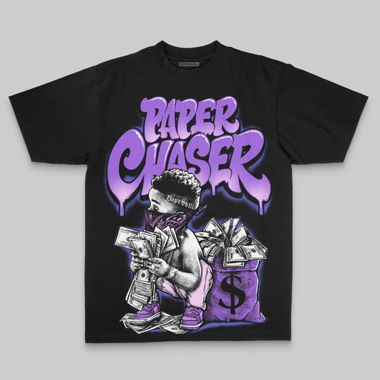 Purple Oversize Print Paper Chaser Boy DopeSkill Graphic T-shirt Streetwear - black