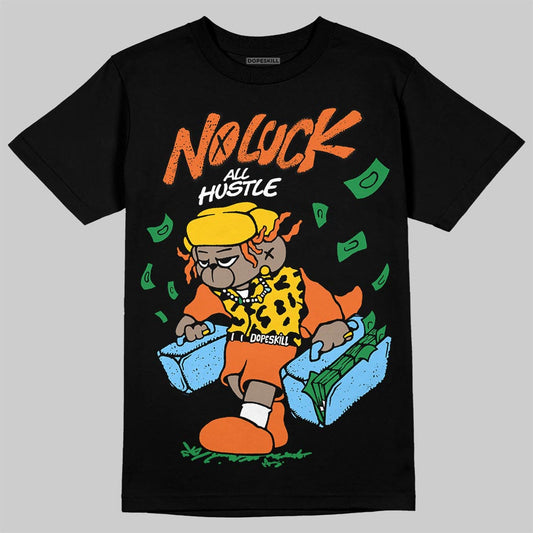 Orange, Black and White Sneakers DopeSkill T-Shirt No Luck, All Hustle Graphic Streetwear - Black