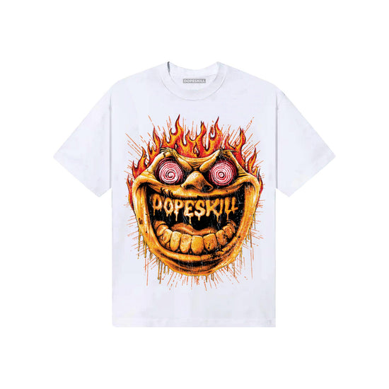 Orange, Black and White Sneakers DopeSkill T-Shirt Hellfire Graphic Streetwear - White