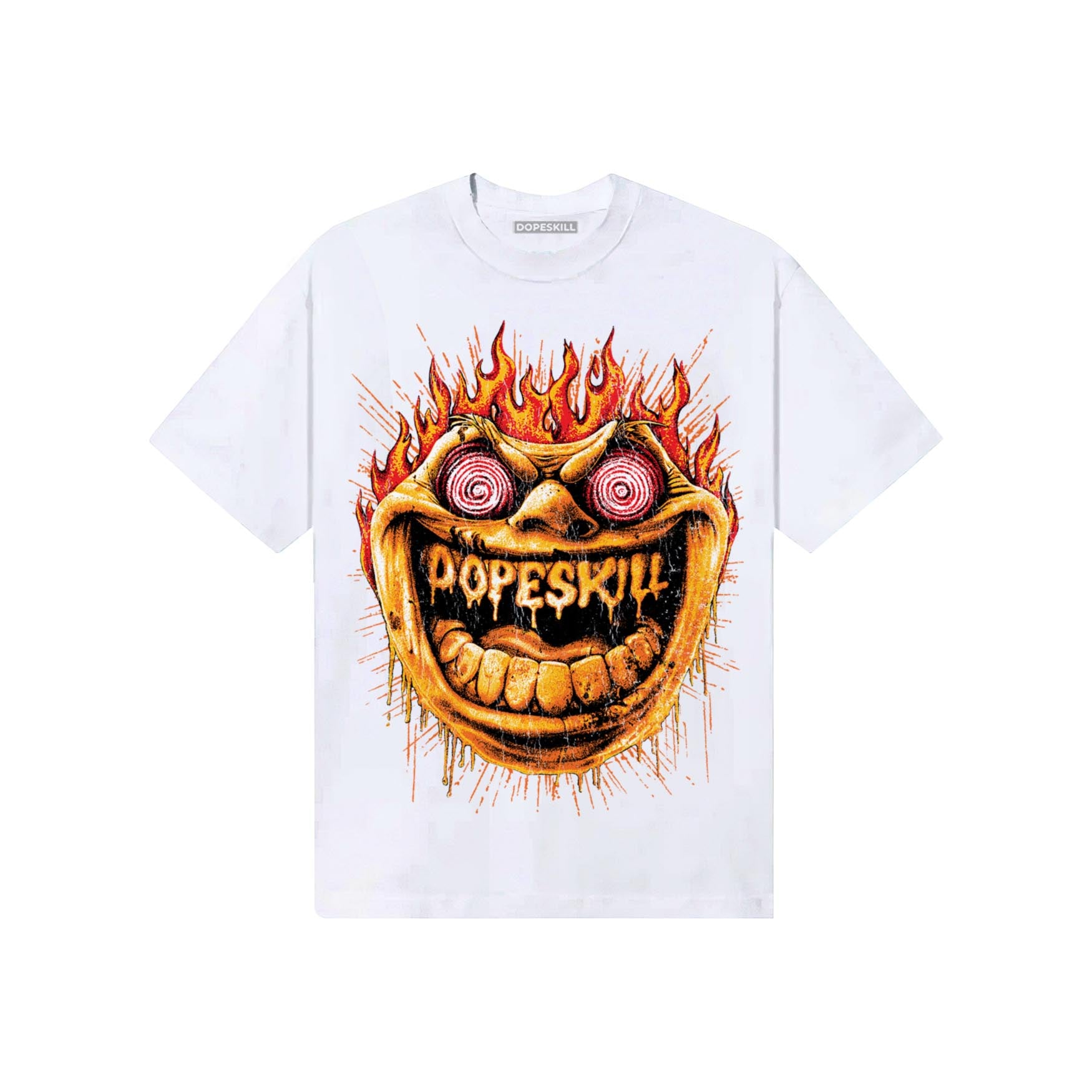 Orange, Black and White Sneakers DopeSkill T-Shirt Hellfire Graphic Streetwear - White