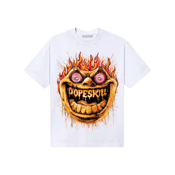 Orange, Black and White Sneakers DopeSkill T-Shirt Hellfire Graphic Streetwear - White
