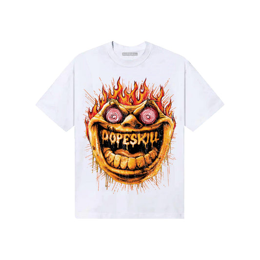Orange, Black and White Sneakers DopeSkill T-Shirt Hellfire Graphic Streetwear - White
